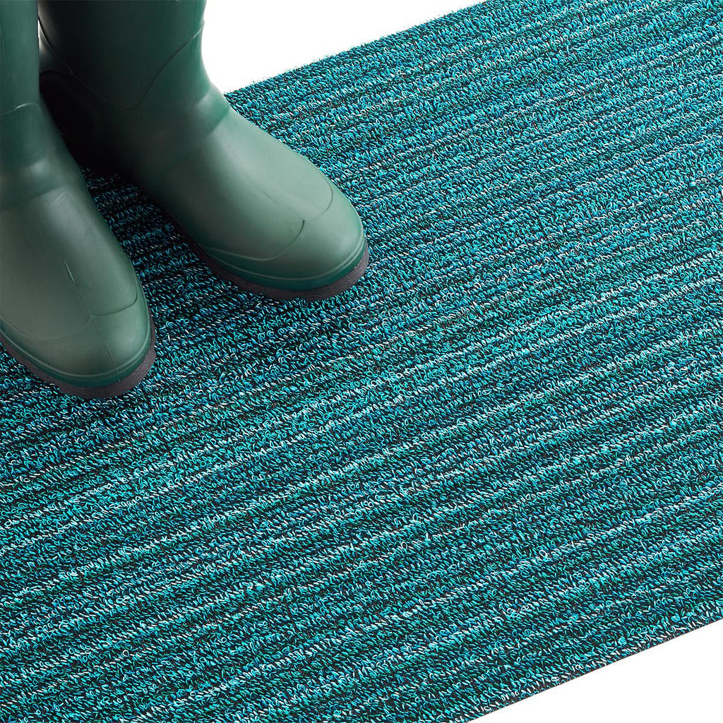 Chilewich Shag Skinny Stripe Floormat Turquoise
